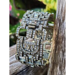 Vingage Heidi Daus Art Deco Style Bracelet Hinged Bangle 7"